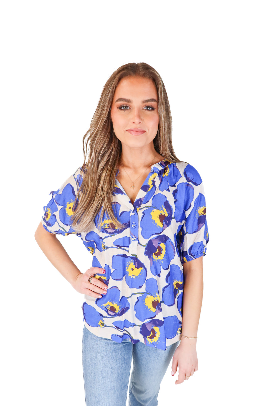 SOLD umgee floral blouse (S; retail $50)