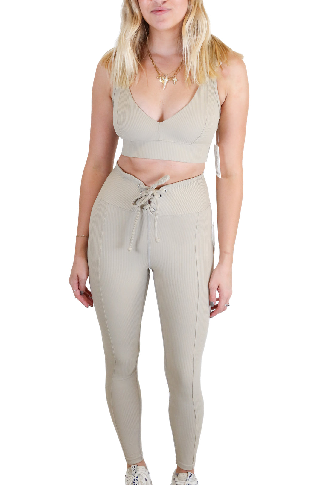 Year of Ours beige ribbed workout set NWT (S; $213)