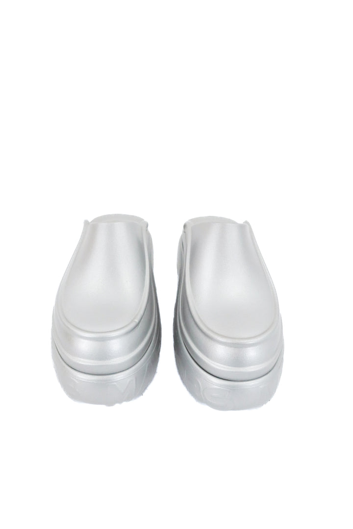 melissa x marc jacobs silver rubber clog platforms (7; retail $250)