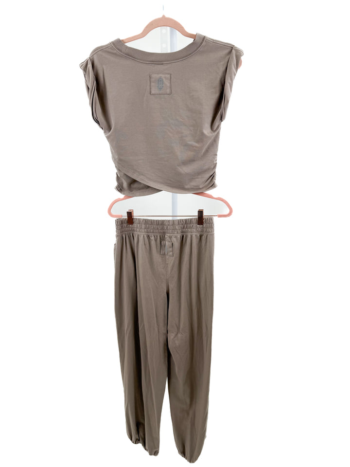 free people movement taupe lounge set (s; retail $98)