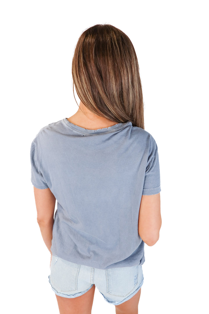 Blaine Bowen Blue Gray "Kinda Care, Kinda Don't" Tee (S)