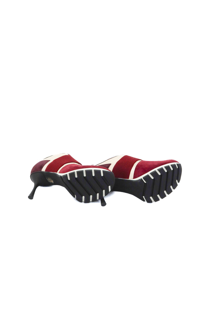 sneex cream and burgundy shoes (10; retail $395)