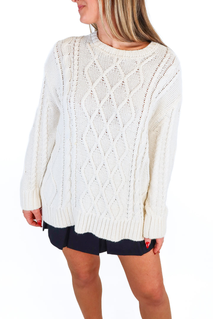 Show Me Your Mumu Cream Cable Knit Sweater (M)