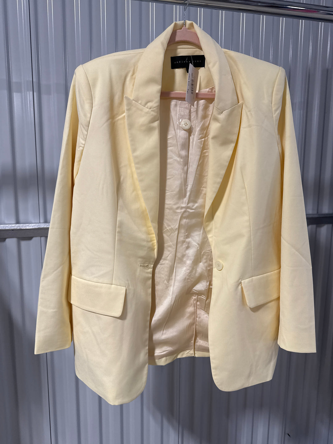 Endless rose pale yellow blazer (s; retail $130)