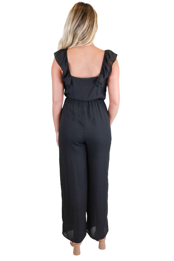 Mi Ami Black Ruffle Jumpsuit (XXS)