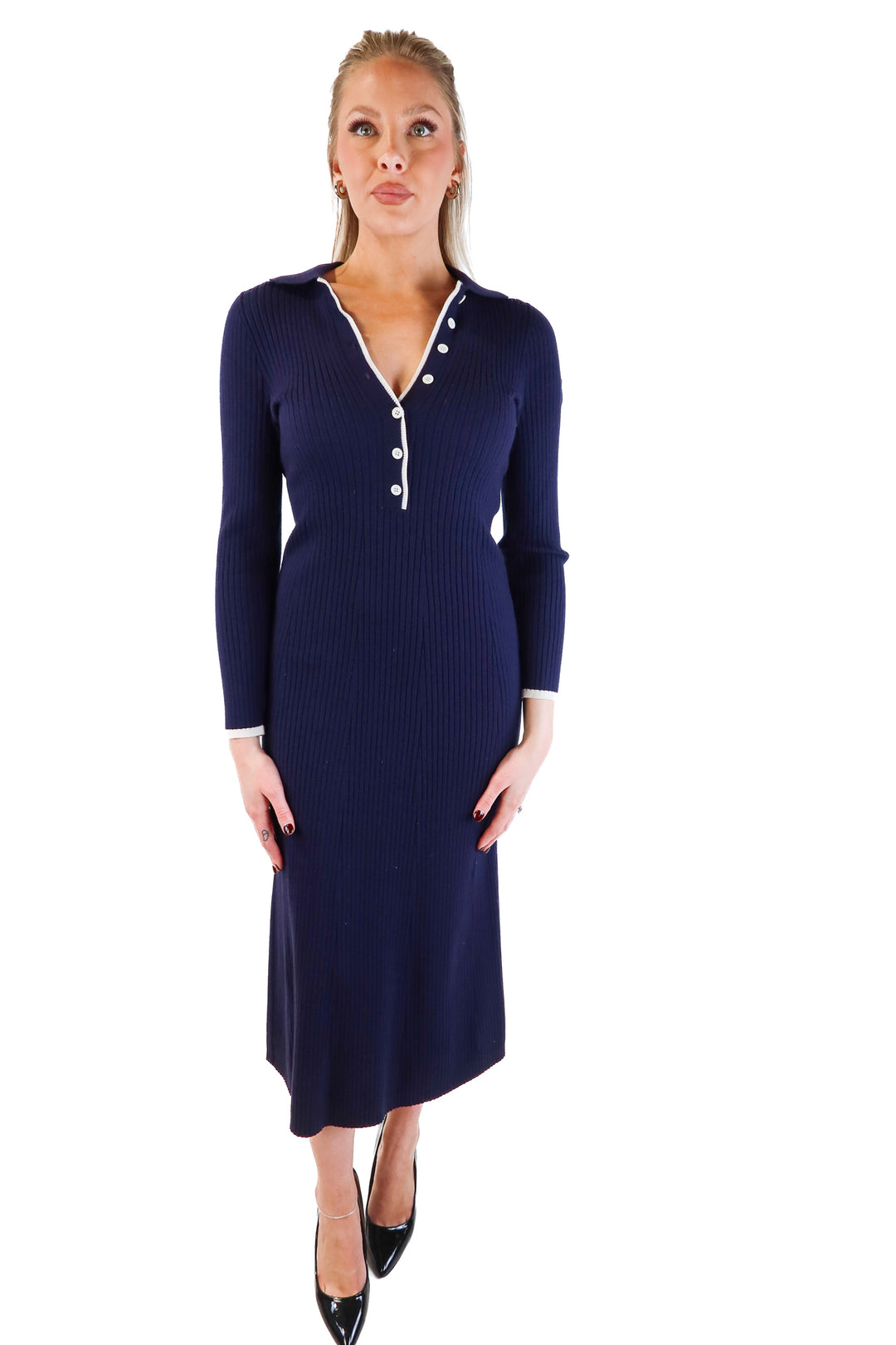 Merokeety Blue Knit Midi Dress (M)