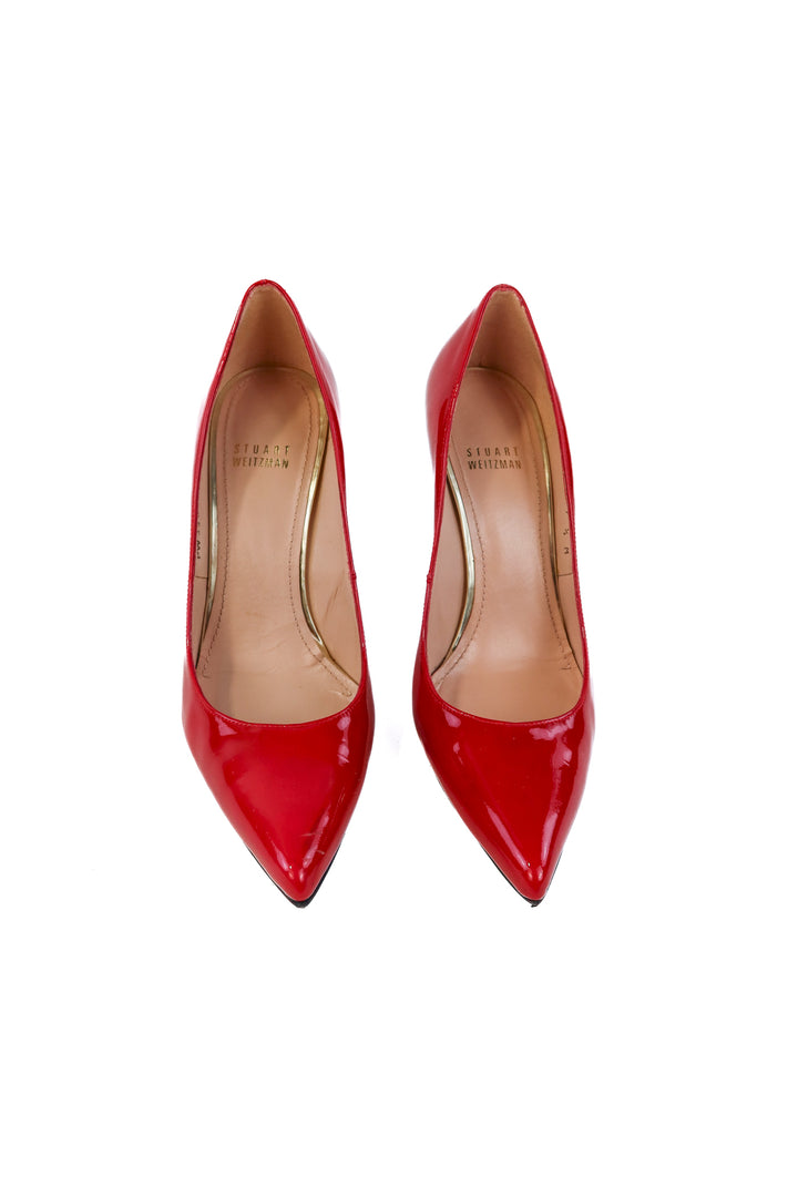 Stuart Weitzman red patent heels (7.5; retails for $495)