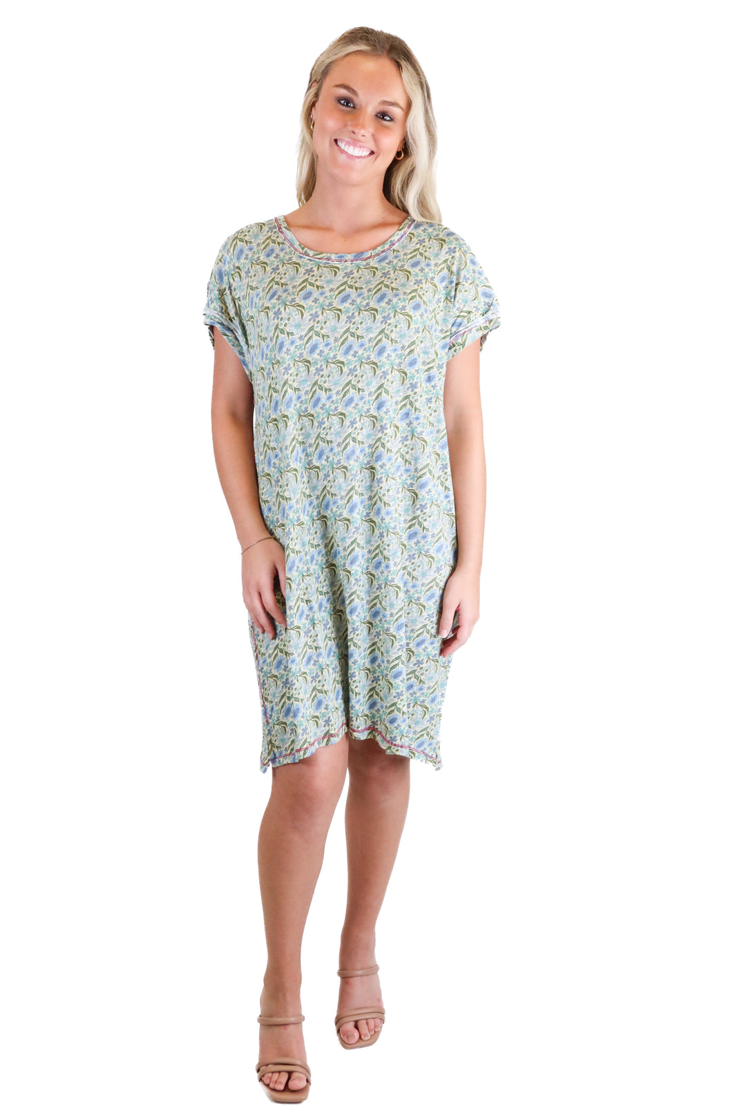 Natural Life blue/green floral midi dress NWT (S)