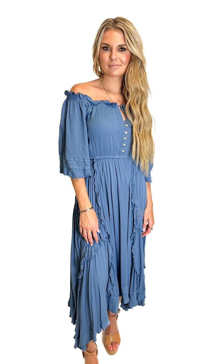 We the Free Blue Boho Midi Dress NWT (S)