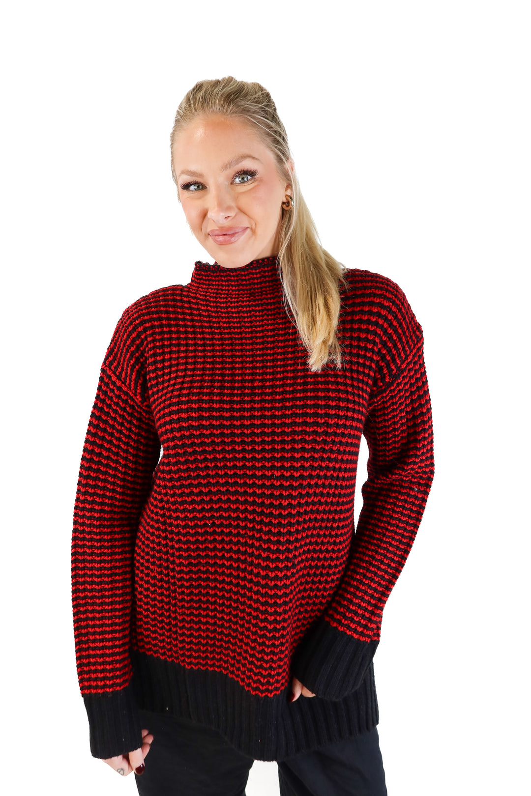 Sanctuary Red and Black striped sweater (M; retail $79)