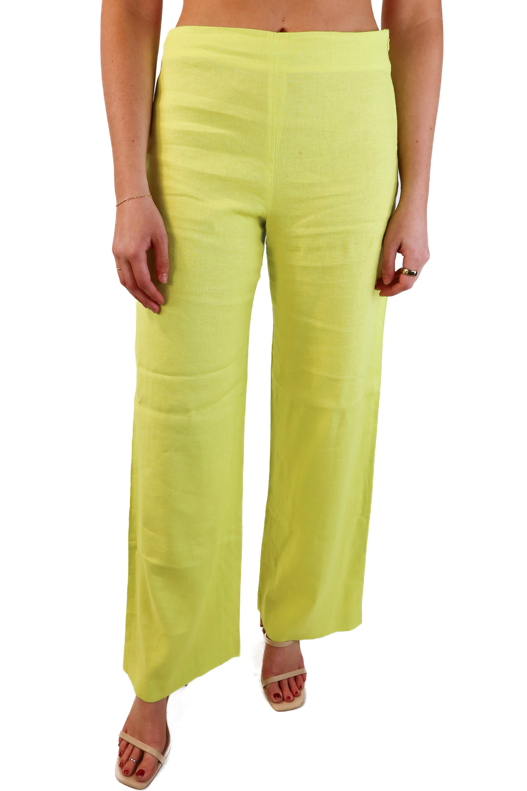 French Connection Chartreuse Linen Pants (6; retail $118)