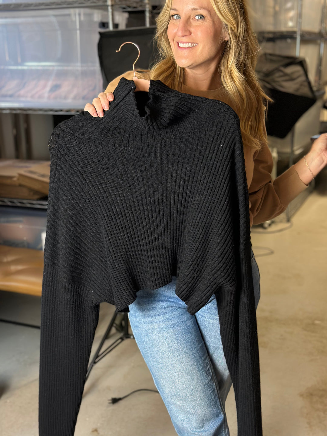 Mimosa black ribbed sweater