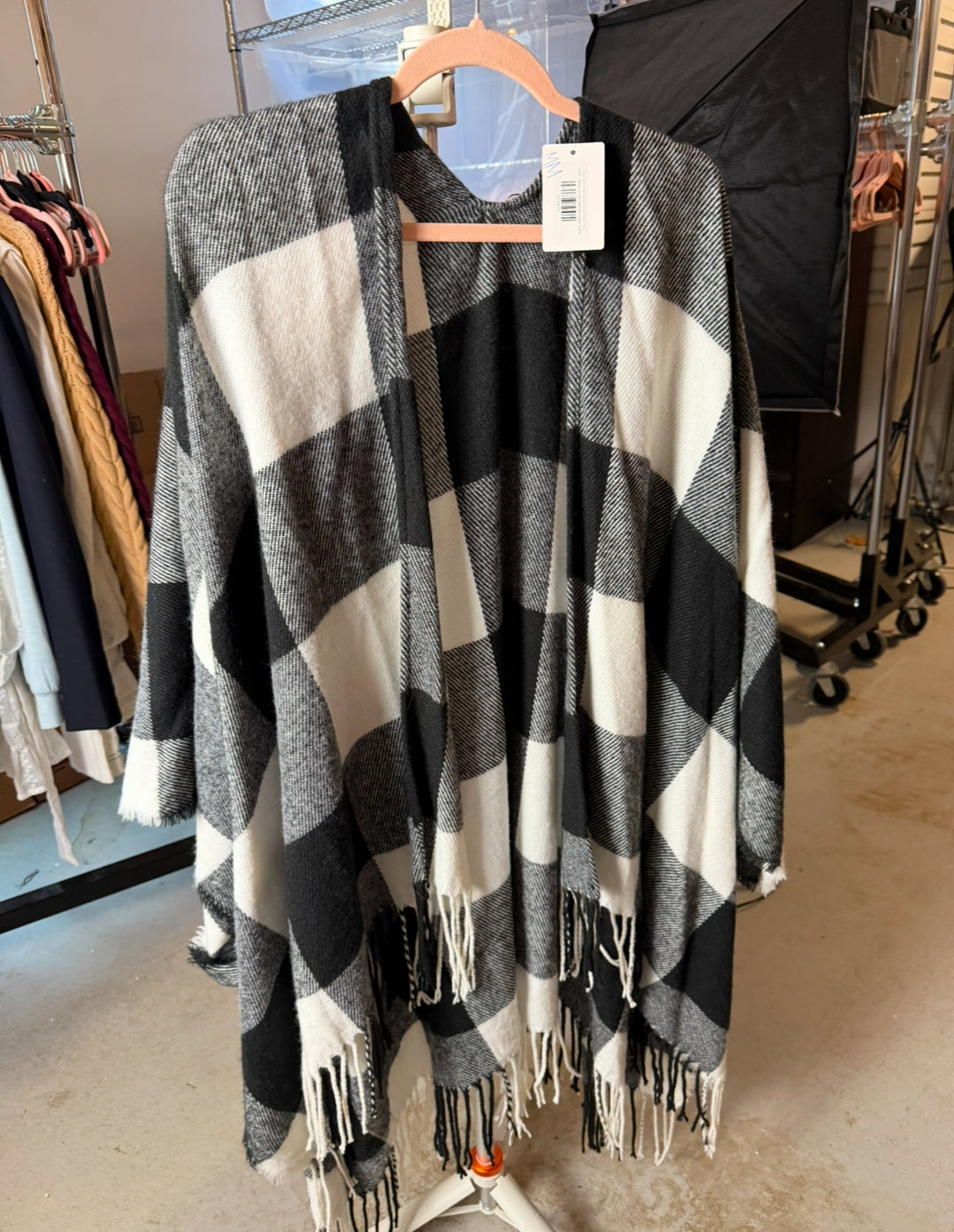 Black and white poncho