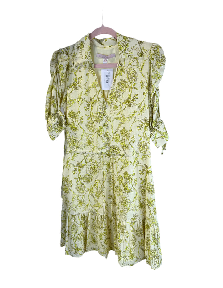hutch yellow floral ruffle dress (xs)