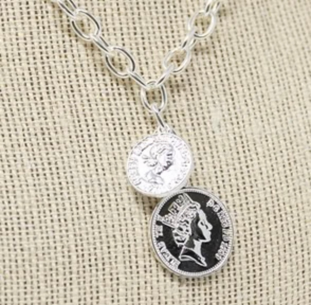 Ella Langley  X Mary Kathryn Designs Silver Double Royalty Coin Necklace
