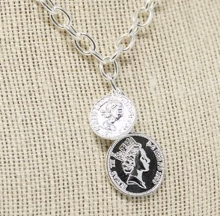 Ella Langley  X Mary Kathryn Designs Silver Double Royalty Coin Necklace