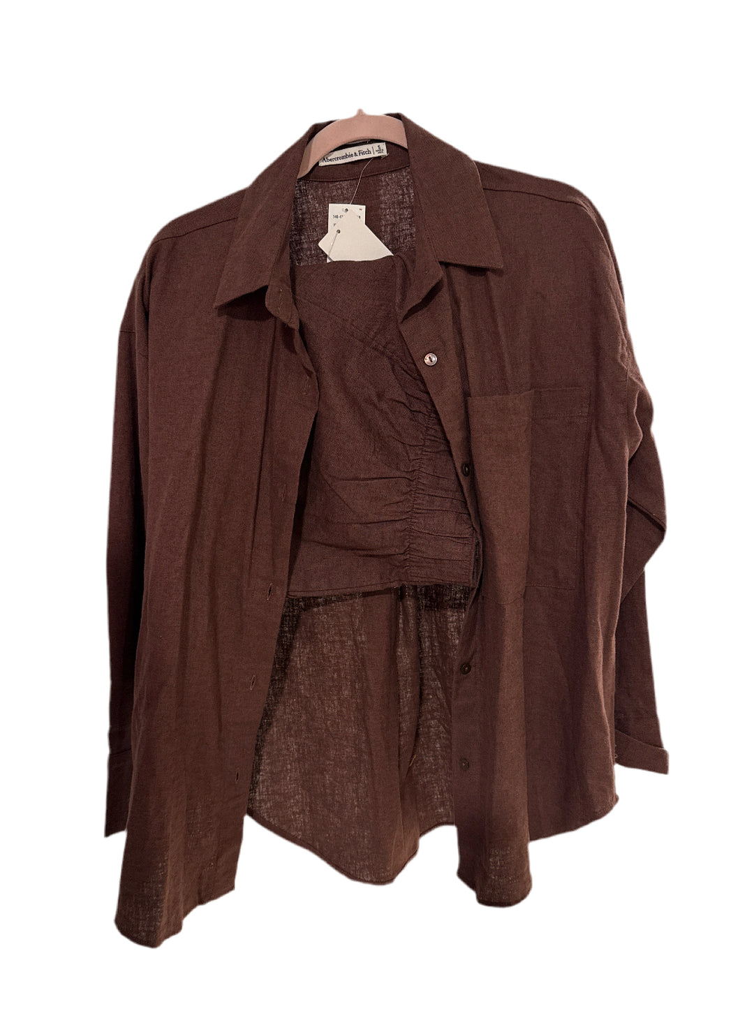 SOLD: Abercrombie Chocolate Linen Set NWT (S top/ M bottom; retail $120)