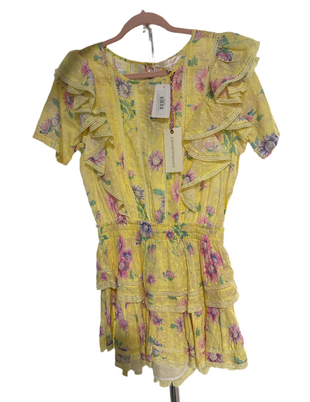love shack fancy yellow floral dress NWT (s; retails $345)