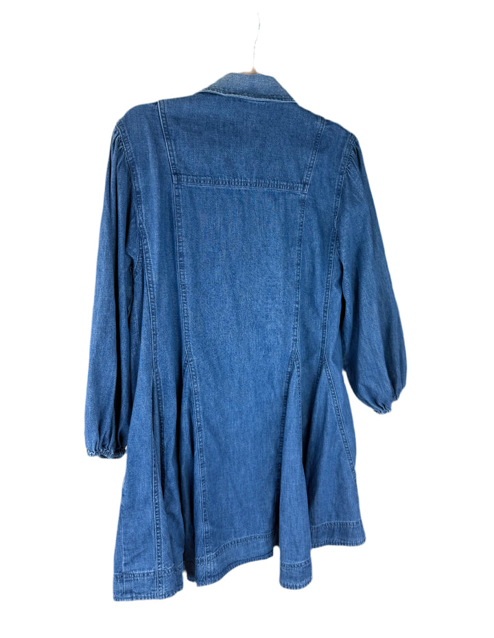 free people medium wash button up mini dress (xs)*