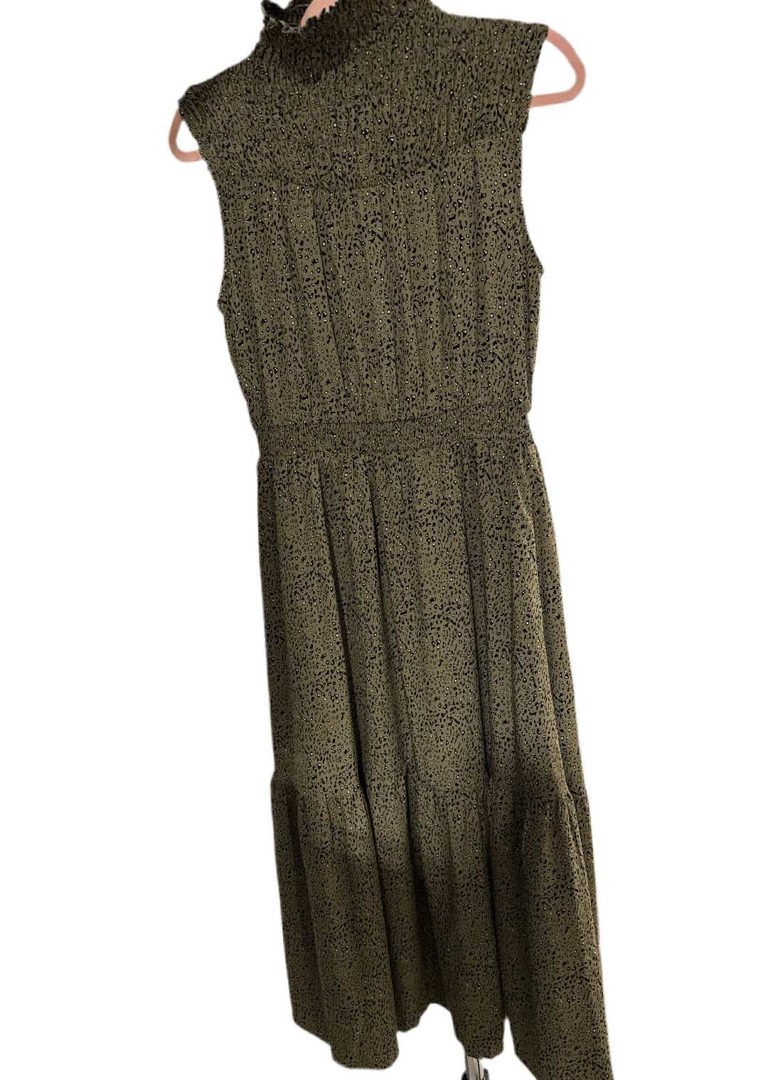 SOLD: THML green cheetah midi dress (s; retail $124)