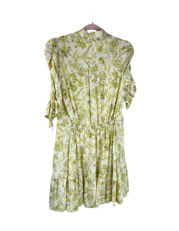 hutch yellow floral ruffle dress (xs)