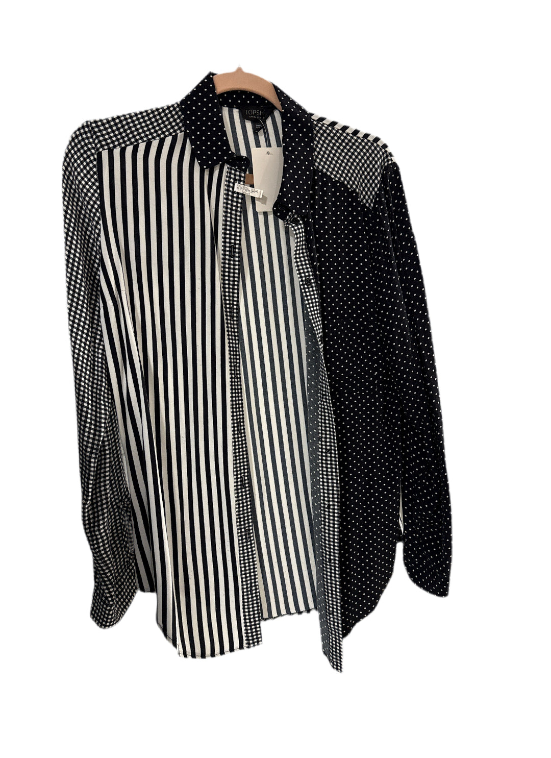 SOLD: Topshop Black/White Mixed Print Button Down Shirt (4)