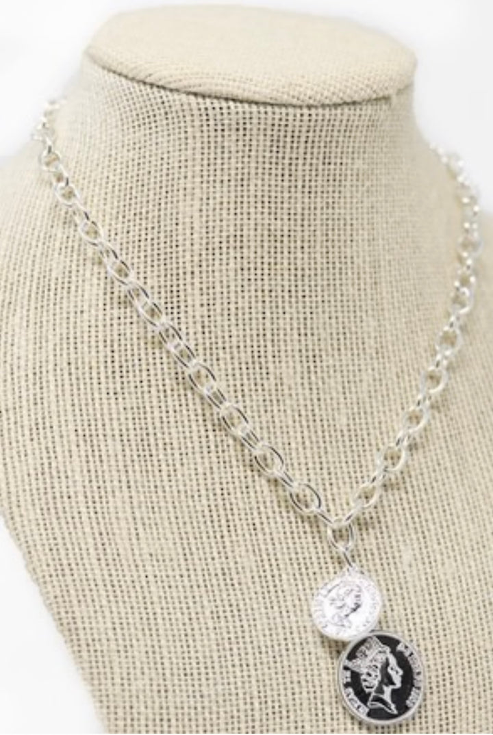 Ella Langley  X Mary Kathryn Designs Silver Double Royalty Coin Necklace