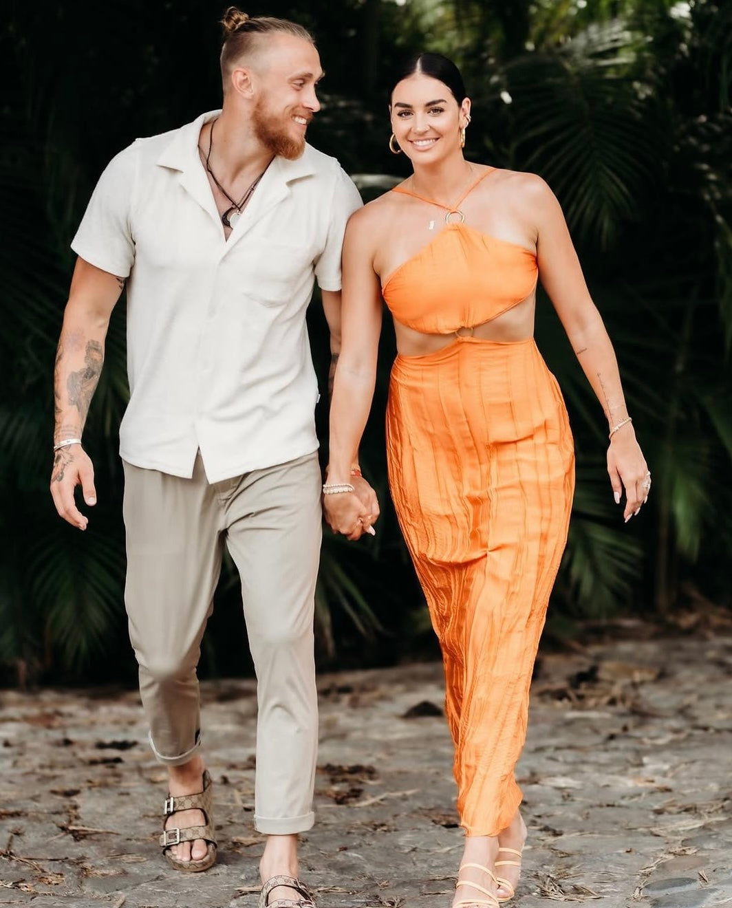 baobab orange satin maxi dress (m)