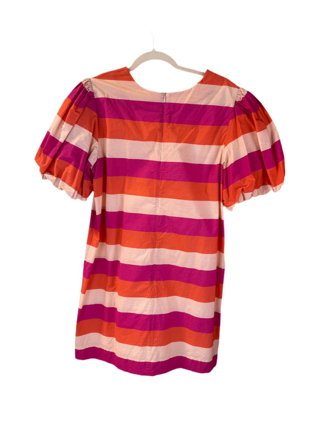 olivia james pink/orange striped dress (m)
