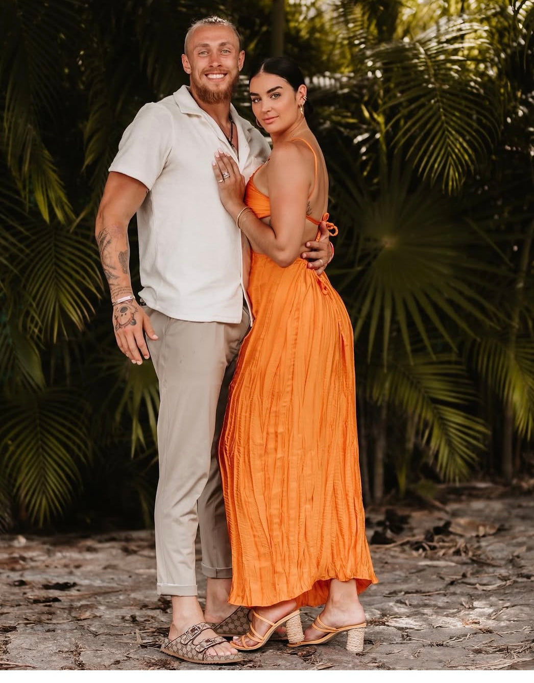 baobab orange satin maxi dress (m)