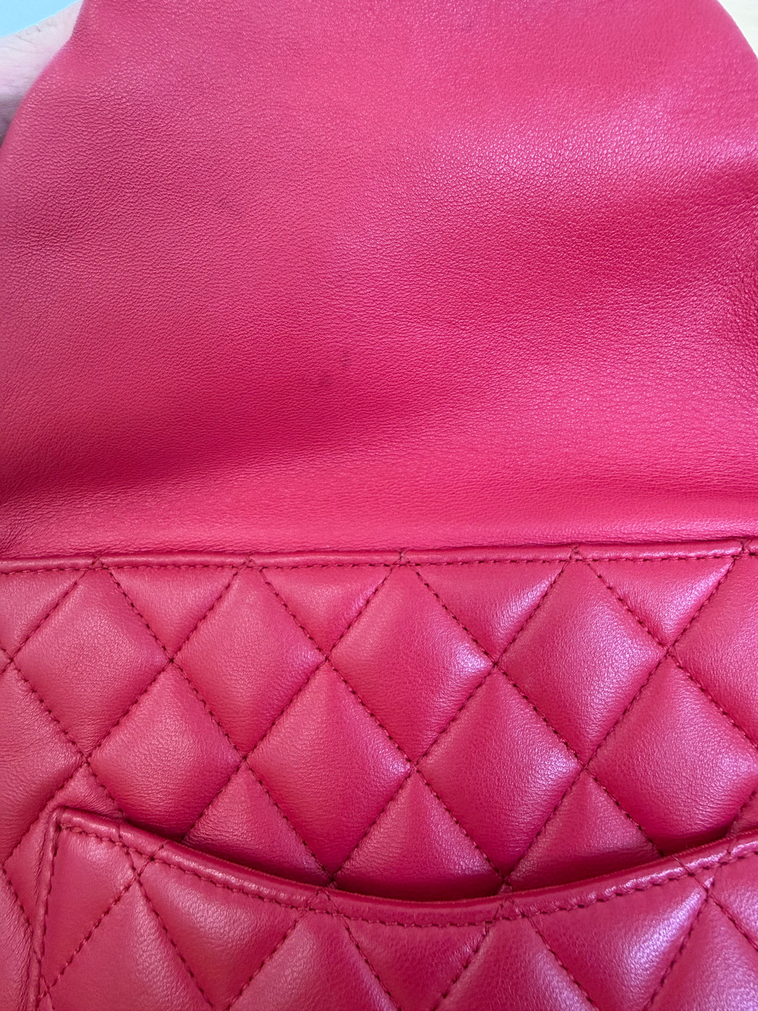 Chanel pink quilted lambskin backpack