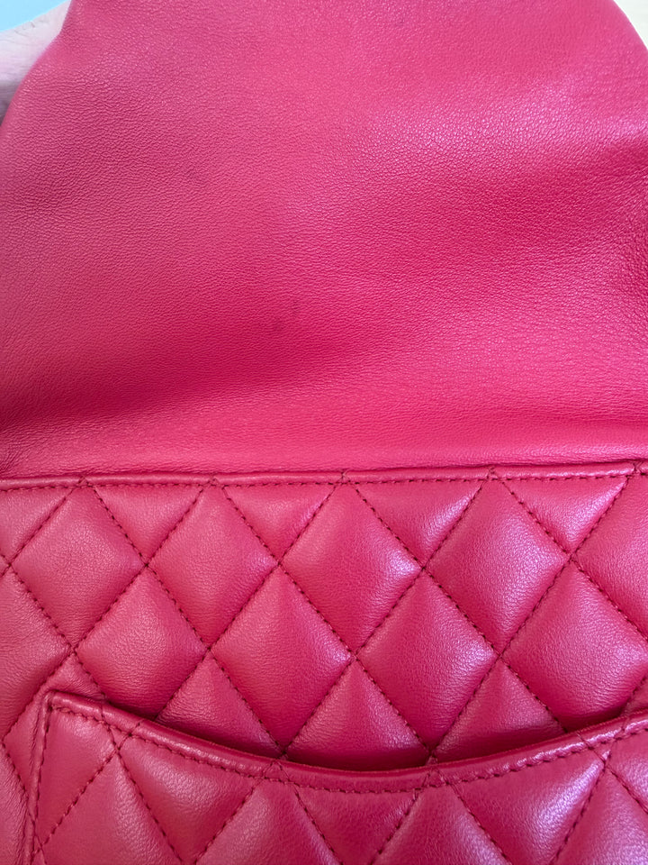 Chanel pink quilted lambskin backpack