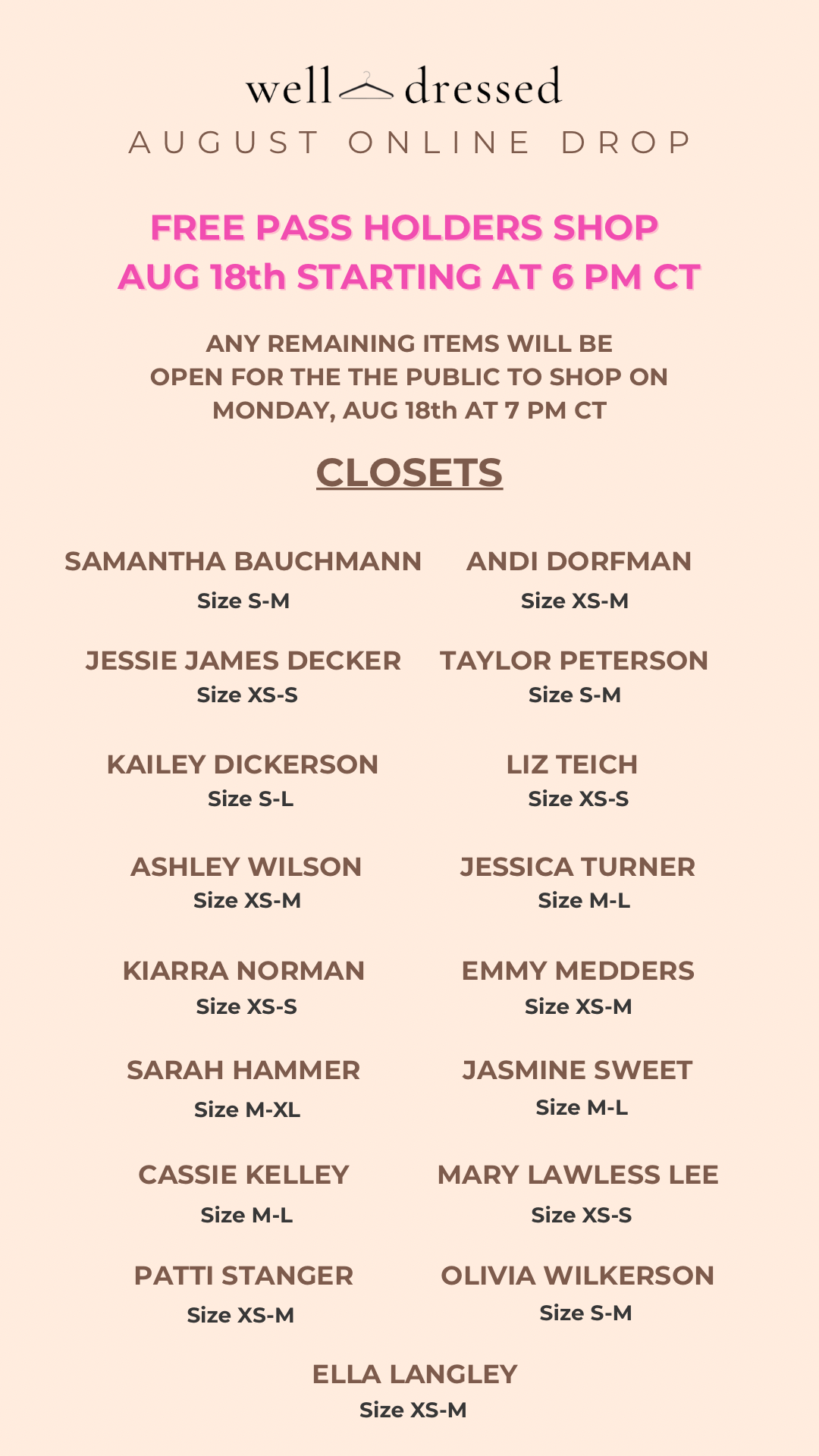 Free Pass- August Drop (shop Aug 18th)