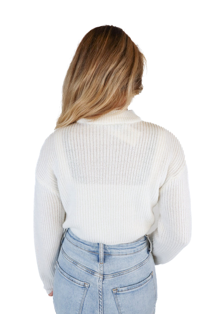 H&M Divided White Cropped Mock Neck Sweater (XS)