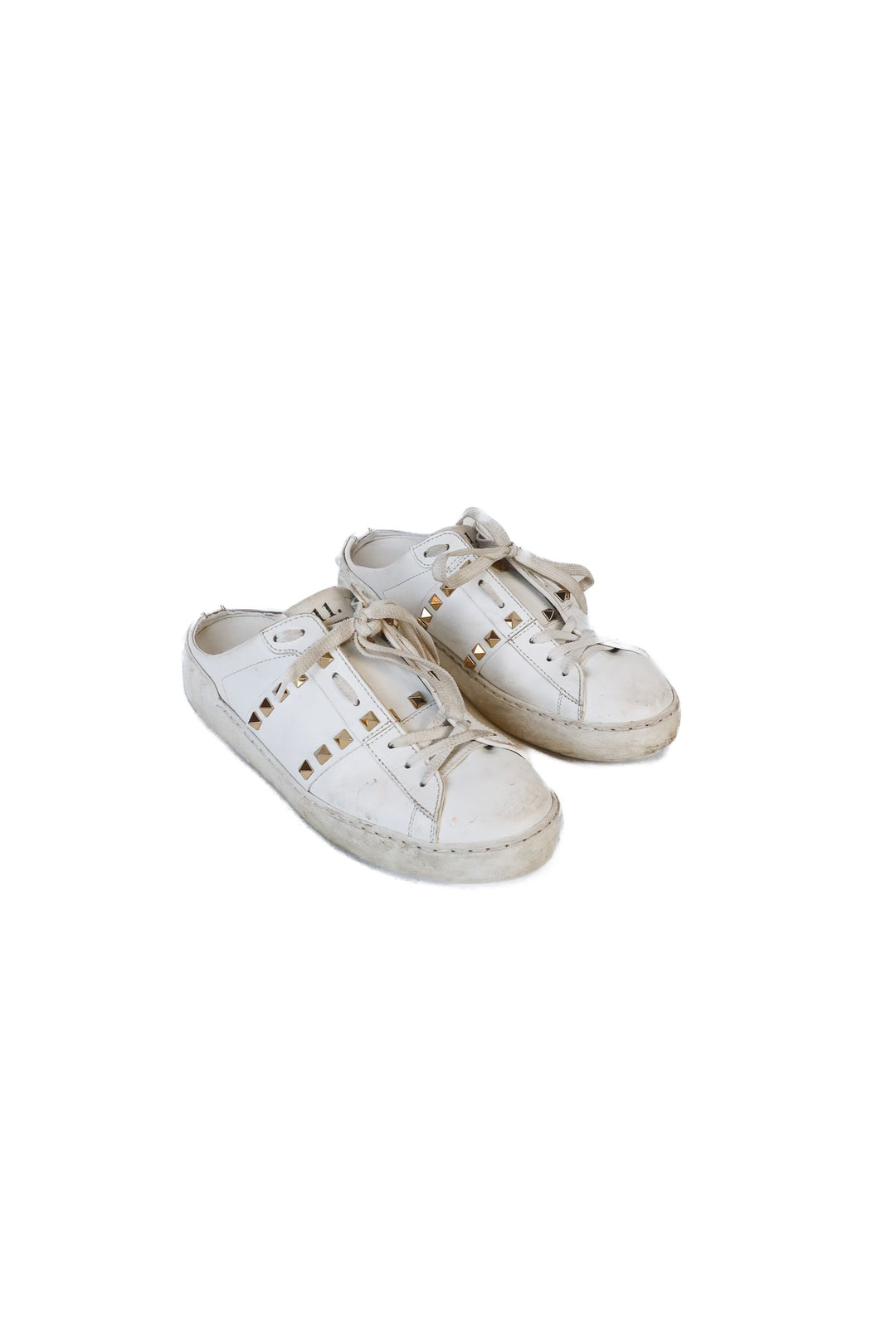 Valentino garavani white slip ons with gold detail (39; retail $980)
