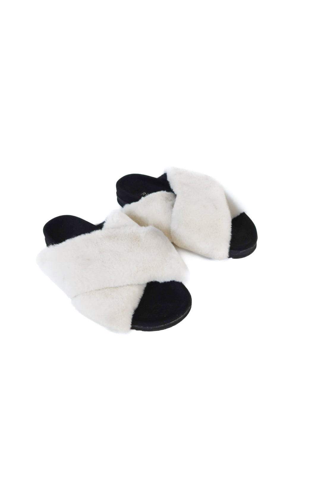 Roam White Faux Fur Slippers (40; retails for $165)