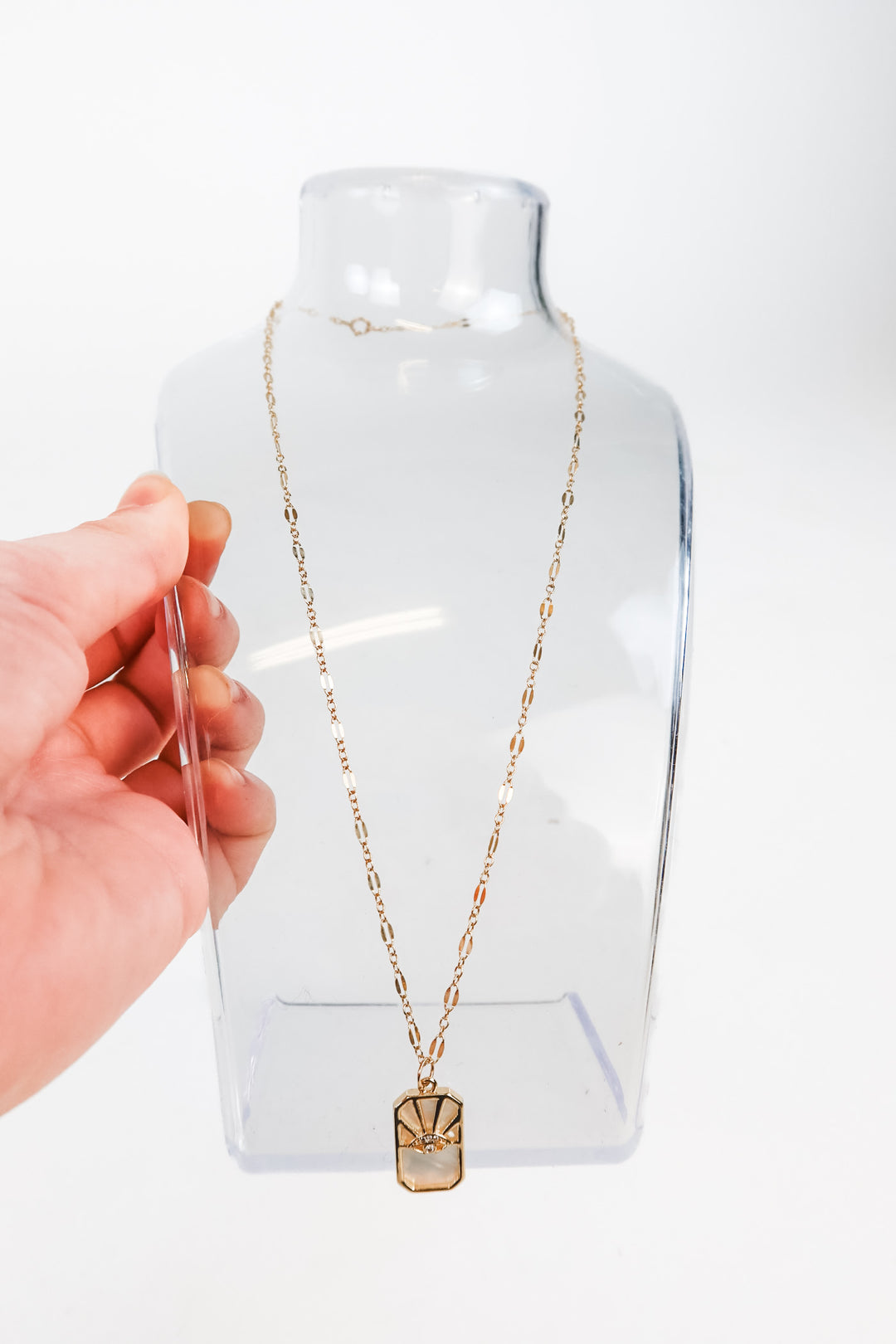 Evil Eye/Pearl Gold Pendant Necklace