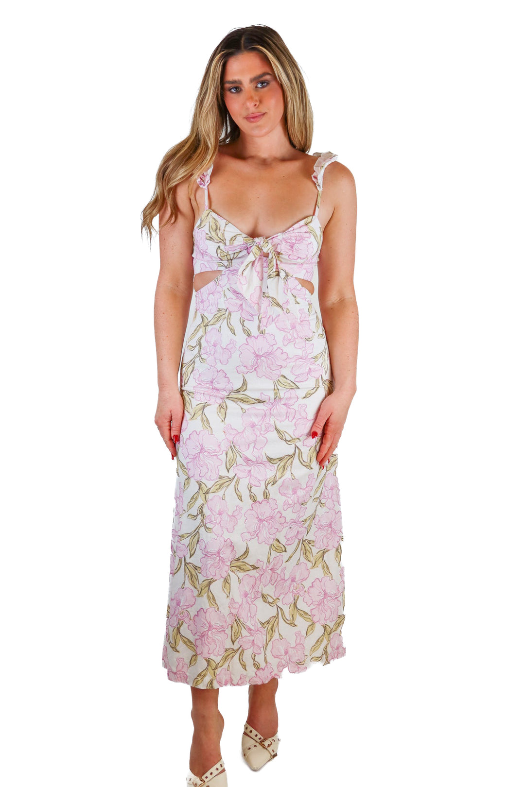Amalie pink/green floral midi dress (4; retail $119)