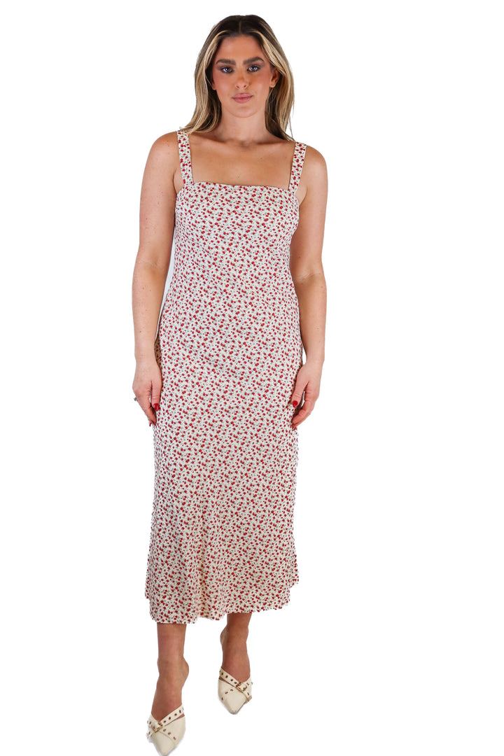 Abercrombie & Fitch cream w/ red roses midi dress NWT (S; $90)