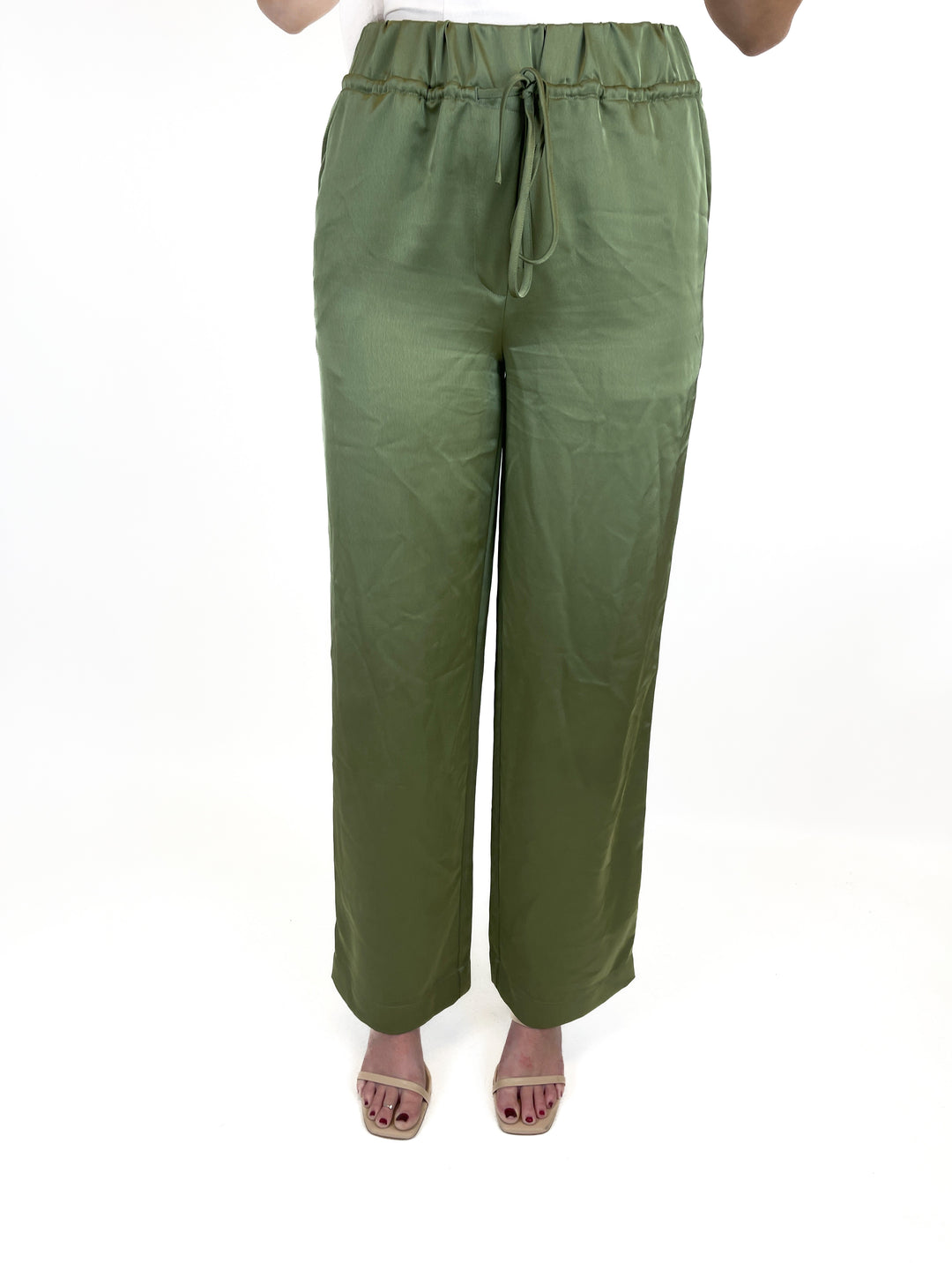 Song of style green satin pants (S)