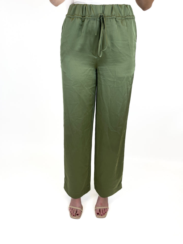 Song of style green satin pants (S)