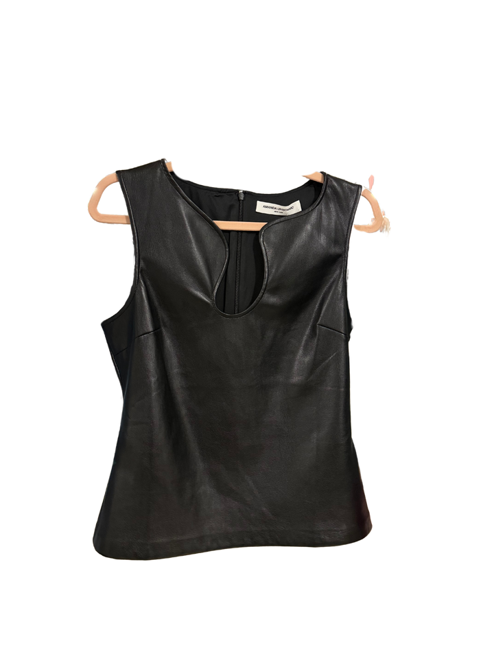 amanda uprichard black vegan leather top (L; retail $180)*