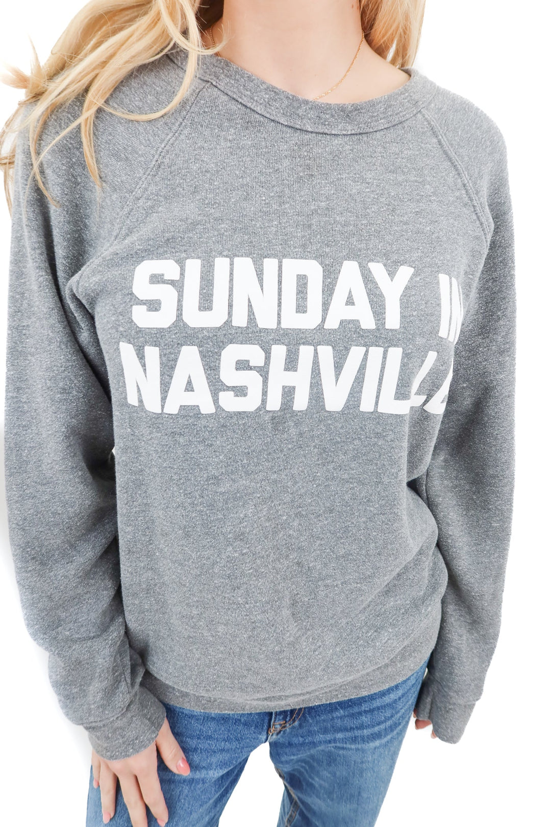Living with Landyn Sunday In Nashville grey fleece sweatshirt (S)