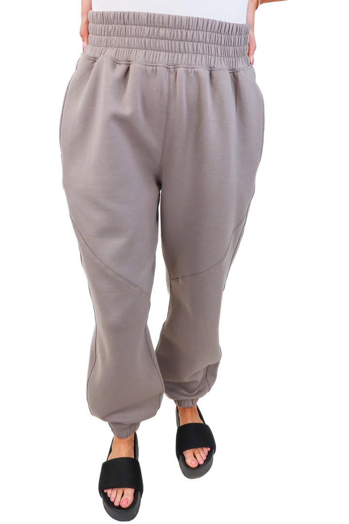 YPB taupe joggers (M; retail $80)