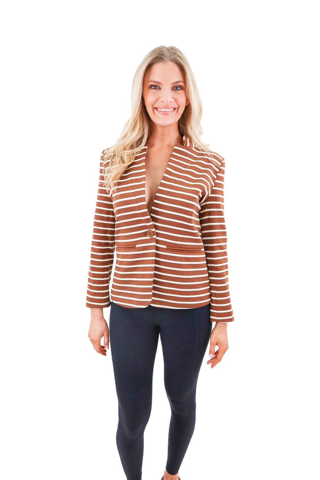 gibsonlook brown stripe blazer nwt (xs)