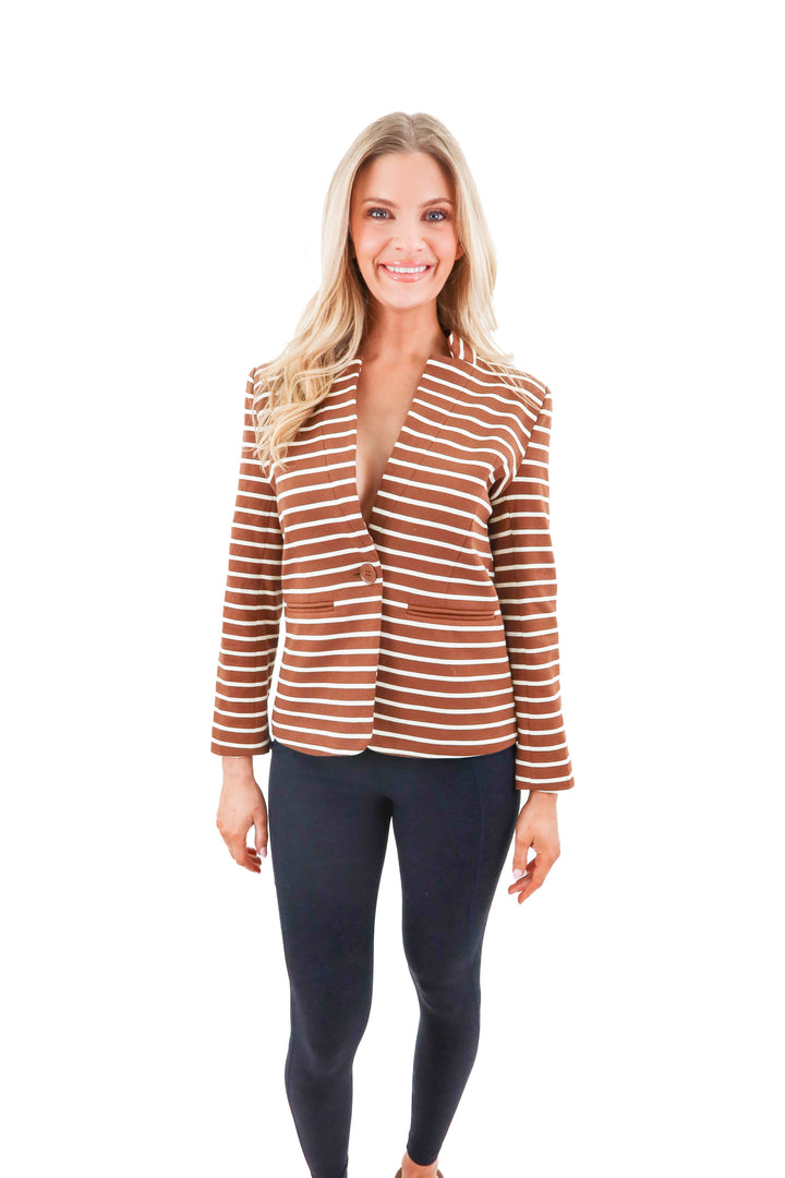 gibsonlook brown stripe blazer nwt (xs)