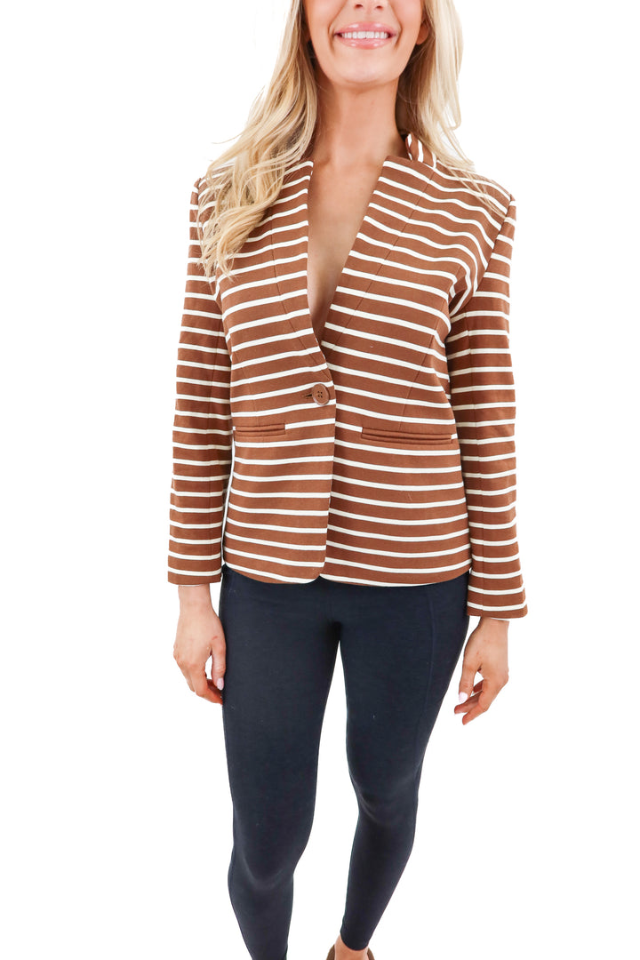 gibsonlook brown stripe blazer nwt (xs)