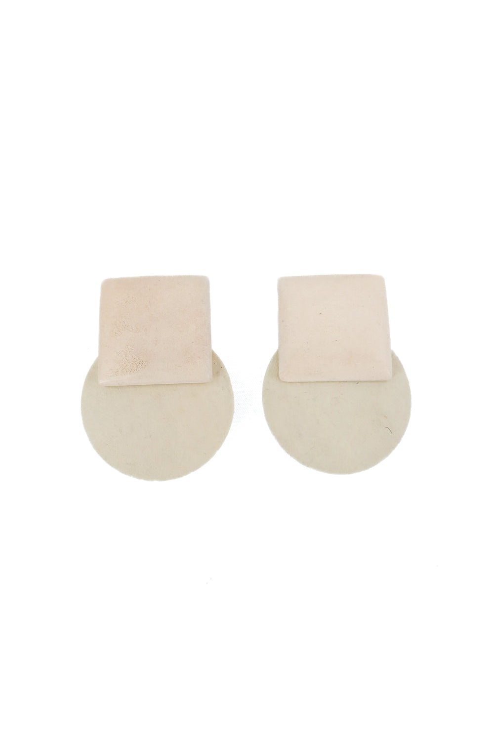 ivory geometric clay earrings