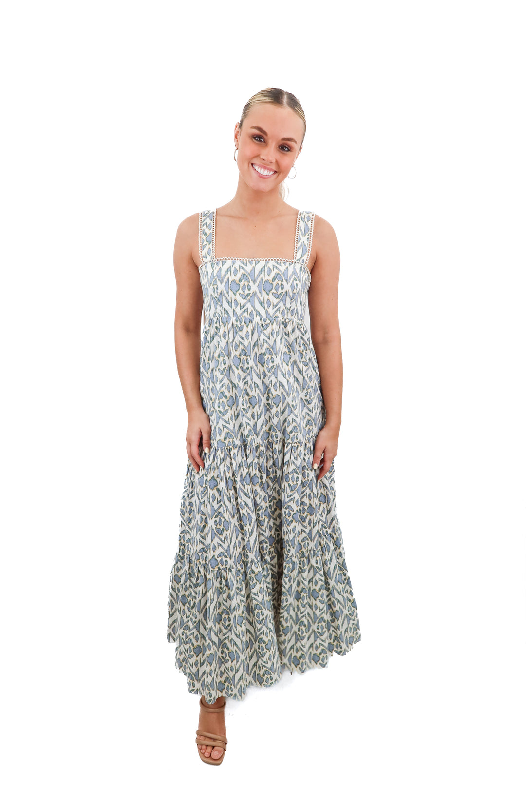 kivari printed scalloped maxi dress (4; retail $349)