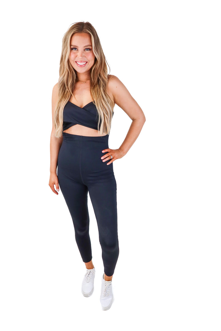 wellbeing+beingwell black active jumpsuit (m; retail $113)